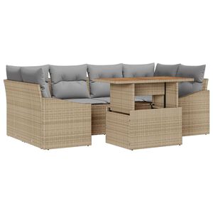 vidaXL Havesofa S&aelig;t med opbevaring 7 pcs Beige Poly rattan