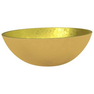 vidaXL h&aring;ndvask 50x37x14 cm glas guldfarvet