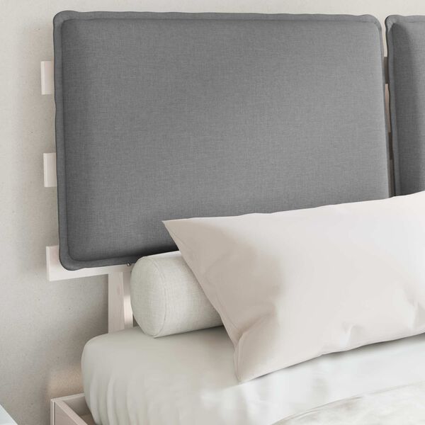 vidaXL Sengestel med Polstret Hovedgavl Lysegr&aring; 135 x 190 cm