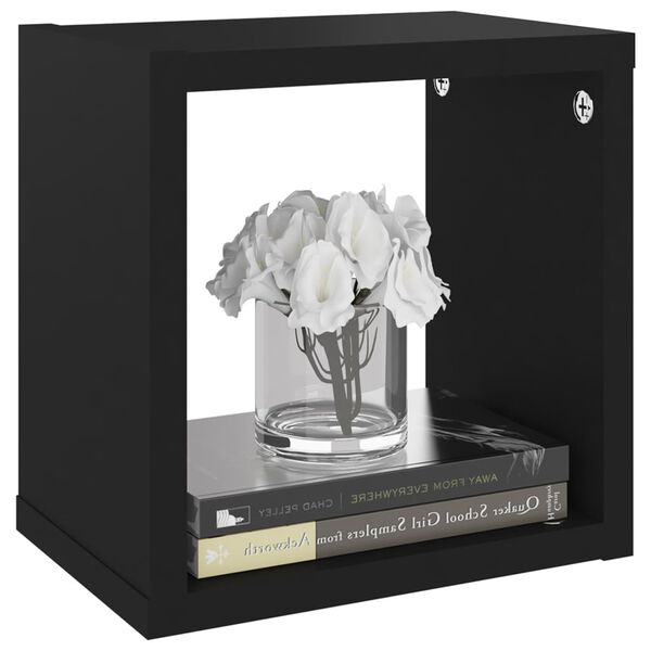 vidaXL væghylder 4 stk. 22x15x22 cm kubeformet sort