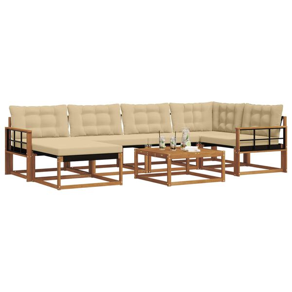 vidaXL Udend&oslash;rs sofagruppe 19 pcs Naturlig og Beige Massivt Akacietr&aelig;