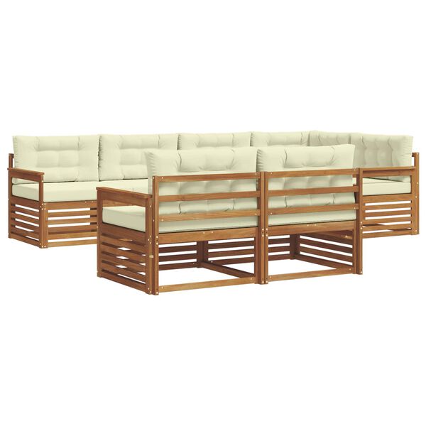 vidaXL Udend&oslash;rs sofagruppe med pude 7 pcs Naturlig og Fl&oslash;de