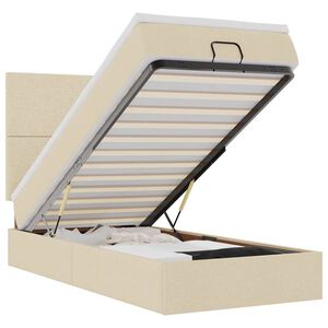 vidaXL osmannisk sengeramme med madras 90x190 cm stof cremefarvet