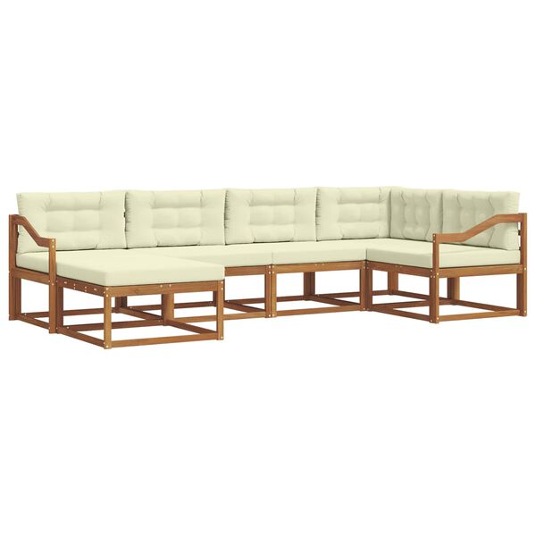 vidaXL Udend&oslash;rs sofagruppe med pude 6 pcs Naturlig og Fl&oslash;de