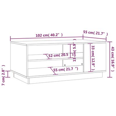 vidaXL sofabord 102x55x43 cm spånplade sonoma-eg