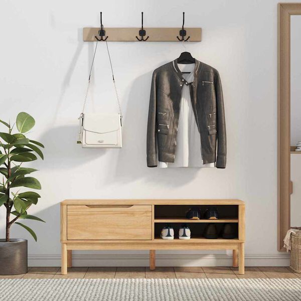 vidaXL Garderobeb&aelig;nk FLORO Voks brun 115 x 40 x 45 cm Massivt fyrretr&aelig;