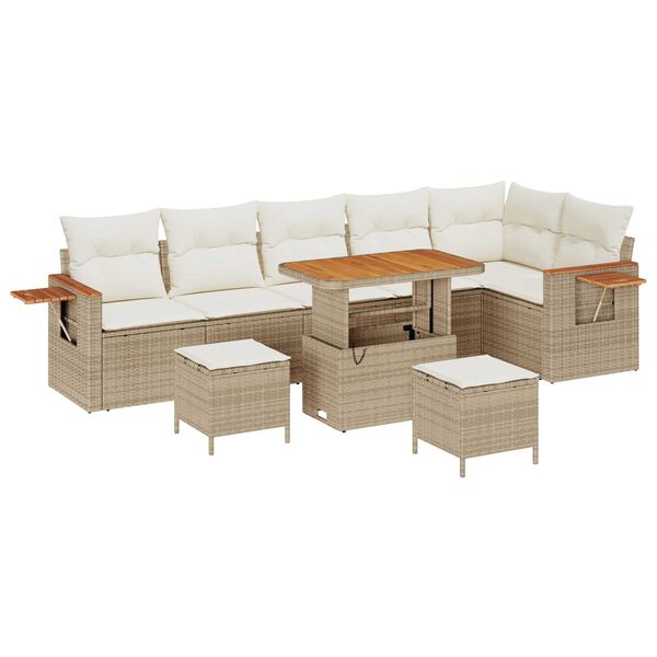 vidaXL Havesofa S&aelig;t med pude 11 pcs Beige og creme polyrattan