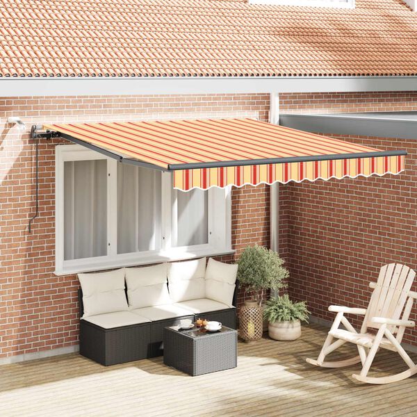 vidaXL Utr&aelig;kkelig Markise med gul og orange 350 x 250 cm Stof