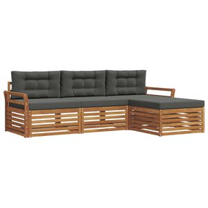 vidaXL Udend&oslash;rs sofagruppe med pude 4 pcs Naturlig og Antracit