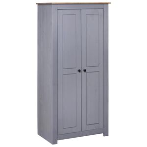 vidaXL kl&aelig;deskab Panama-serien 80x50x171,5 cm massivt fyrretr&aelig; gr&aring;