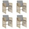 vidaXL havestole 4 stk. med hynder polyrattan blandet beige