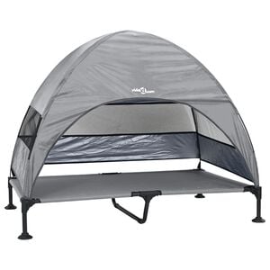 vidaXL Hævet hundeseng Lysegrå 127 x 81 x 108 cm Stof og stål