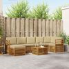 vidaXL Sektionalsofa s&aelig;t 8 pcs Naturlig og Beige Massivt Akacietr&aelig;