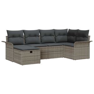 vidaXL Havesofa S&aelig;t med pude med opbevaring 6 pcs Poly rattan