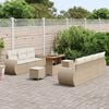 vidaXL Havesofa S&aelig;t med pude med pude 10 pcs Beige og creme polyrattan