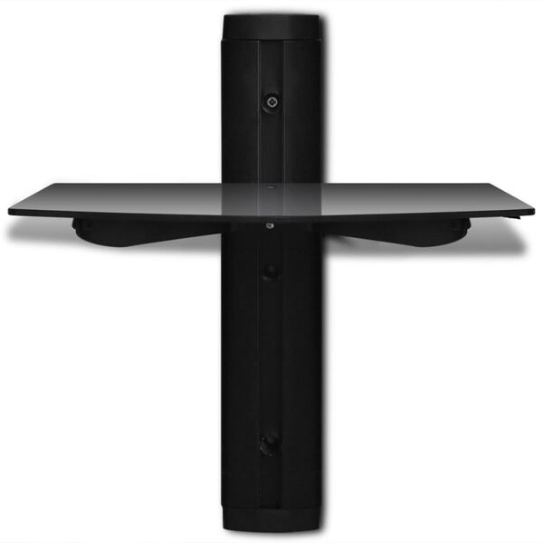 vidaXL enkeltfladet v&aelig;gmonteret DVD-hylde glas sort