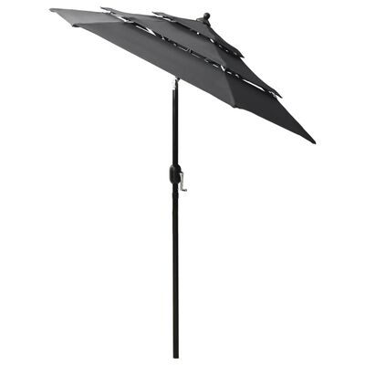 vidaXL parasol med aluminiumsstang i 3 niveauer 2 m antracitgrå