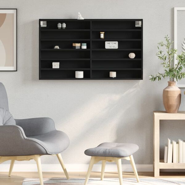 vidaXL vitrineskab 100x8,5x58 cm konstrueret tr&aelig; sort