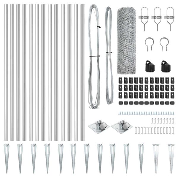 vidaXL Hegnsp&aelig;l S&oslash;lv 25 x 0,8 m (25 mm net) St&aring;l