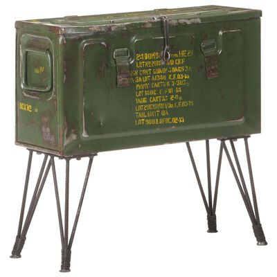 vidaXL opbevaringskuffert 68x24x66 cm militærstil jern