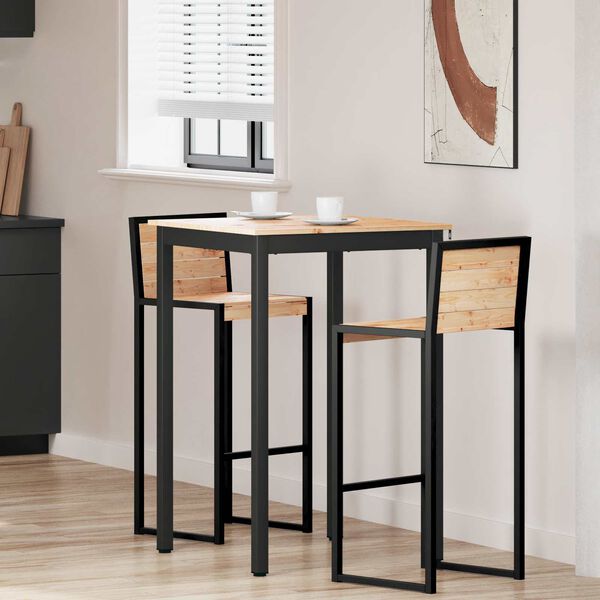 vidaXL Barbord Naturfarvet 70 x 70 x 105 cm Massiv fyrretr&aelig;