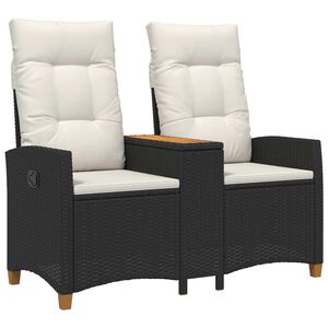 vidaXL Reclining Bench med Bord 2 -Seater 126 x 65 x 112 cm polyrattan