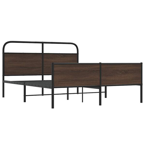 vidaXL sengeramme uden madras 150x200 cm metal brun egetr&aelig;sfarve