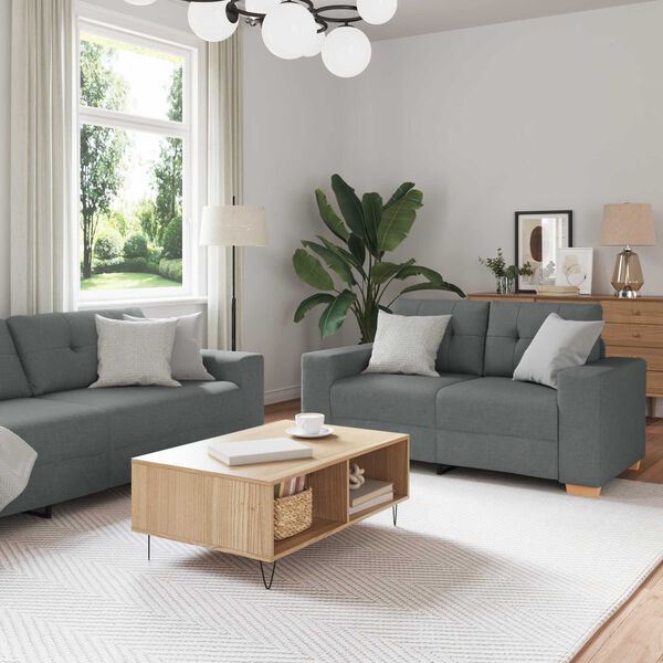vidaXL Sofa 3 pcs M&oslash;rkegr&aring; 221 x 80 x 80 cm Linned-blandet stof