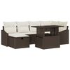 vidaXL Havesofa S&aelig;t med pude 7 pcs Brun polyrattan