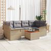 vidaXL Havesofa S&aelig;t med pude 7 pcs Beige polyrattan