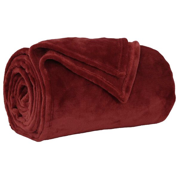 vidaXL Throw t&aelig;ppe Bordeaux R&oslash;d 130 x 150 cm Fleece