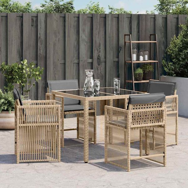 vidaXL havestole 4 stk. med hynder polyrattan blandet beige