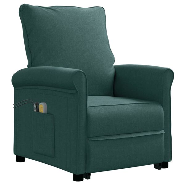 vidaXL l&oslash;ftestol med massagefunktion stof m&oslash;rkegr&oslash;n