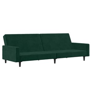 vidaXL 2-personers sovesofa fl&oslash;jl m&oslash;rkegr&oslash;n