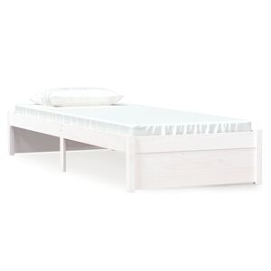 vidaXL sengeramme 75x190 cm Small Single massivt tr&aelig; hvid