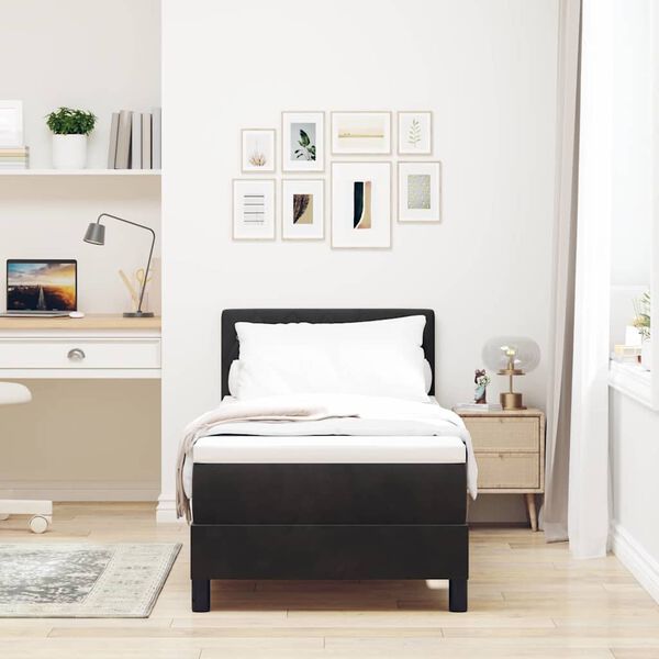 vidaXL Box spring seng med madras Sort 80 x 200 cm Fl&oslash;jl