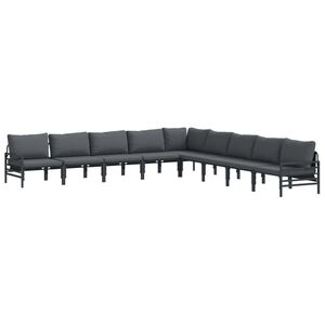 vidaXL Havesofa S&aelig;t med pude 9 pcs Sort St&aring;l