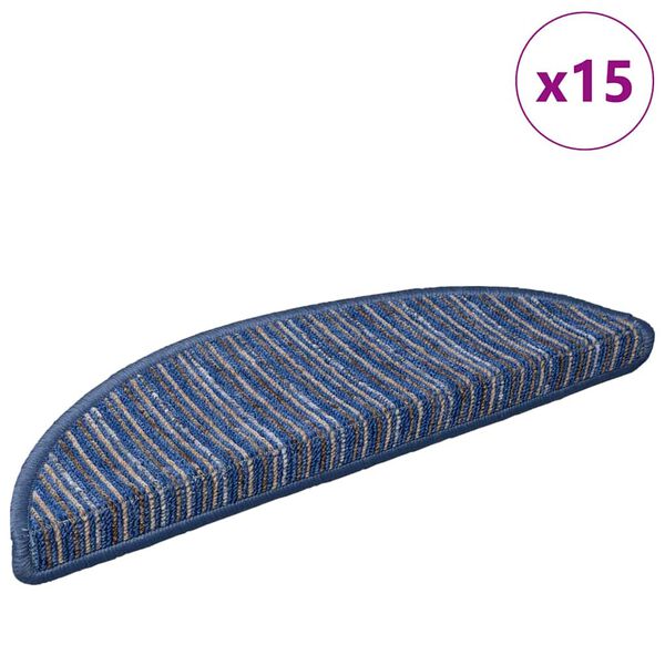 vidaXL Selvkl&aelig;bende Trappem&aring;tter 15 pcs Bl&aring; 56 x 17 x 3 cm