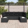 vidaXL Havesofa S&aelig;t med pude 6 pcs Sort polyrattan