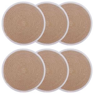 vidaXL Jute d&aelig;kkeservietter 6 stk. Natur og hvid 100% Tossa jute