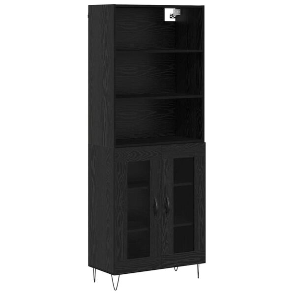 vidaXL Highboard 2 pcs Sort eg Konstrueret tr&aelig;