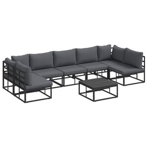 vidaXL Havesofa Sæt med pude 8 pcs Sort Aluminium