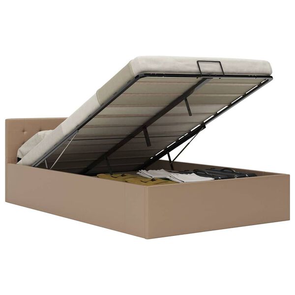 vidaXL hydraulisk opbevaringsseng 120 x 200 cm kunstl&aelig;der cappuccino