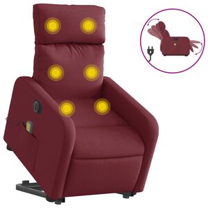 vidaXL elektrisk massagestol med l&oslash;ftefunktion stof vinr&oslash;d