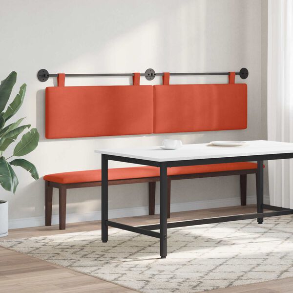vidaXL H&aelig;ngende Hovedgavl R&oslash;d orange 210 x 55 x 5 cm Velourstof
