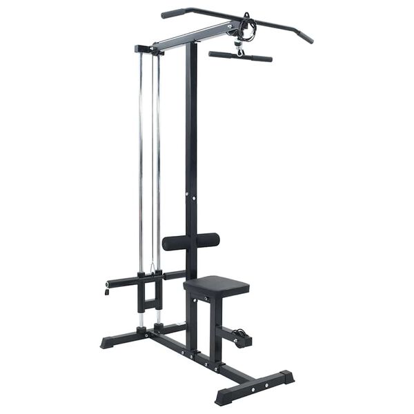 vidaXL Lat pulldown maskine Sort 110 x 70 x 187 cm Pulverlakeret st&aring;l