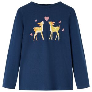 vidaXL Lang&aelig;rmet T-shirt til b&oslash;rn str. 92 marinebl&aring;