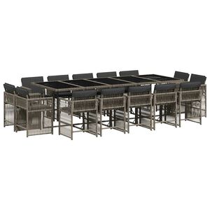 vidaXL spisebordss&aelig;t til haven 15 dele med hynder polyrattan gr&aring;