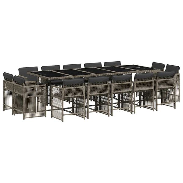 vidaXL spisebordss&aelig;t til haven 15 dele med hynder polyrattan gr&aring;