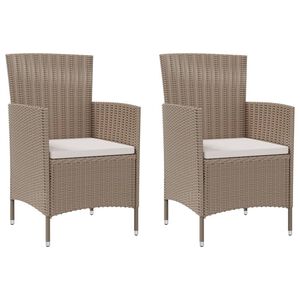 vidaXL havestole med hynder 2 stk. polyrattan beige